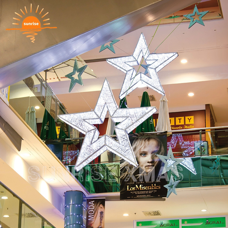 Commercial 3ft 4ft 5ft 6ft 8ft 3D large led christmas star outdoor decoration