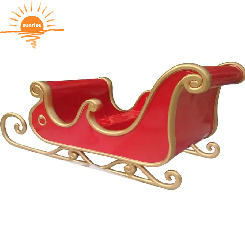 Fiberglass christmas decoration large christmas Santa sleigh jumbo sled for shopping mall