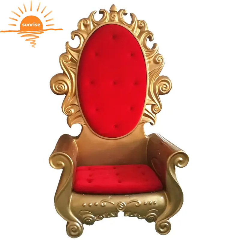 Customized Life Size Resin Sculpture Decorations Fiberglass Santa King Royal Chairs Christmas Santa Throne