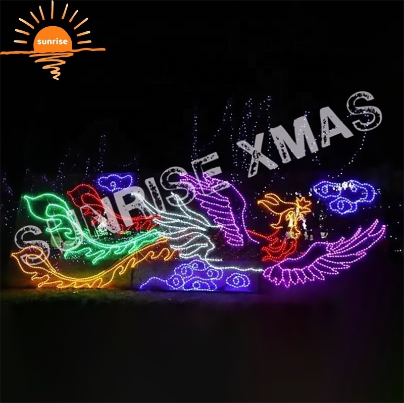 Christmas Animal Outdoor Decoration Light 2D Animals Motif Fly Horse Light For Garden Decoration