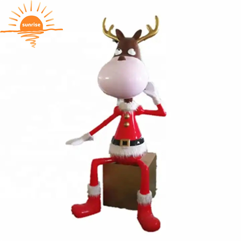 Fiberglass christmas decoration Shopping Center large christmas ornaments reindeer decoration