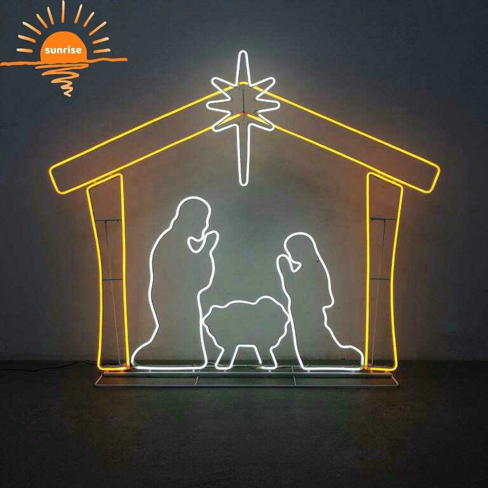 custom outdoor Christmas decoration led nativity and cribs christmas motif rope light