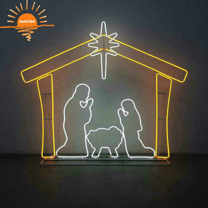 custom outdoor Christmas decoration led nativity and cribs christmas motif rope light