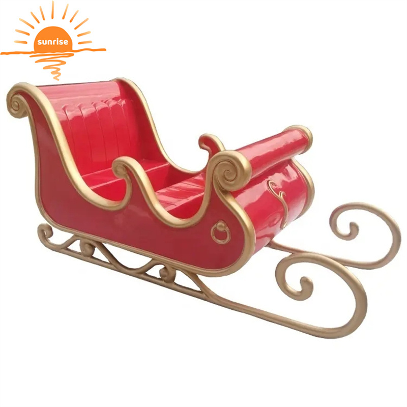 Fiberglass christmas decoration large christmas Santa sleigh jumbo sled for shopping mall