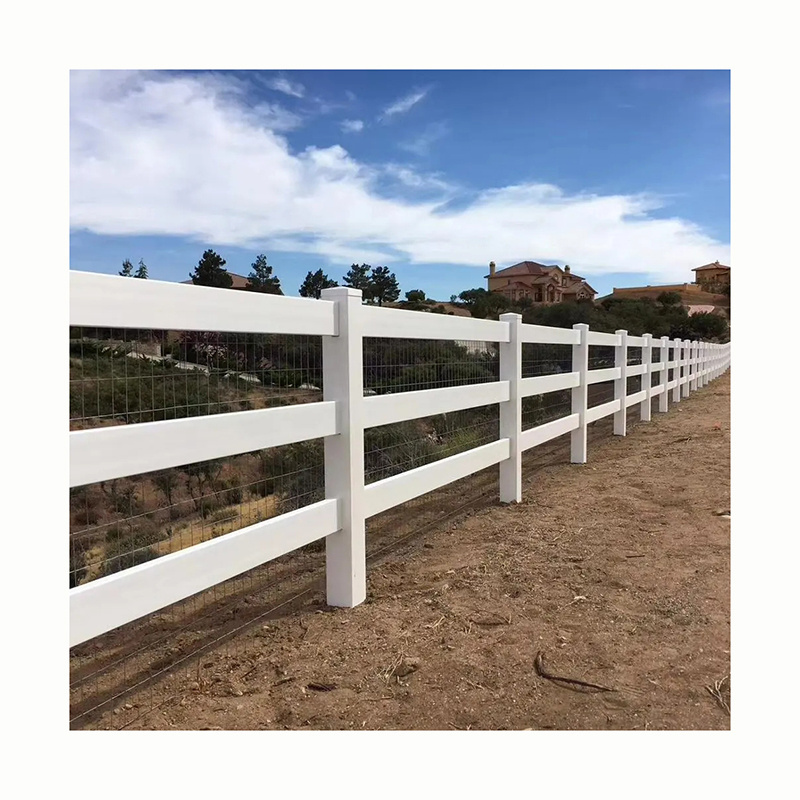 UV protection 3 rail ranch fence pvc horse mesh fence Vinyl Paddock Fence