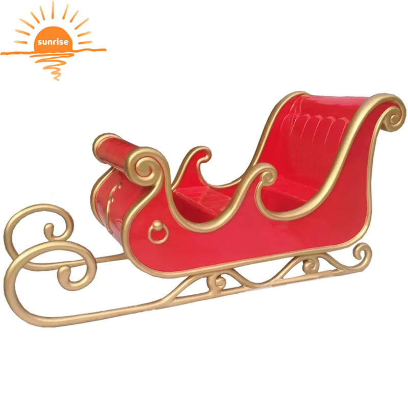 Fiberglass christmas decoration large christmas Santa sleigh jumbo sled for shopping mall