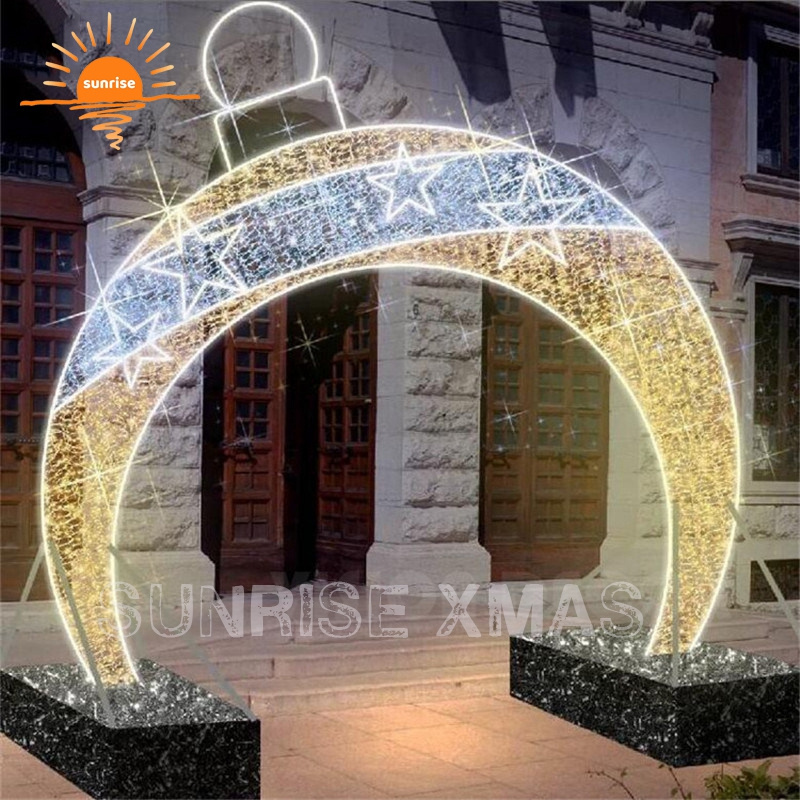 Commercial led lighted standing walk through Christmas arch large outdoor Christmas decoration