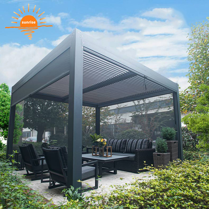 Luxury Gardening Gazebo Aluminium Waterproof Outdoor Garden Gazebo With Louvre