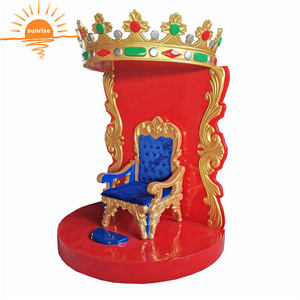 Customized Life Size Resin Sculpture Decorations Fiberglass Santa King Royal Chairs Christmas Santa Throne