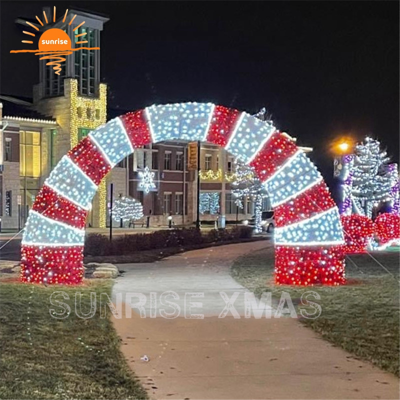 Commercial led lighted standing walk through Christmas arch large outdoor Christmas decoration