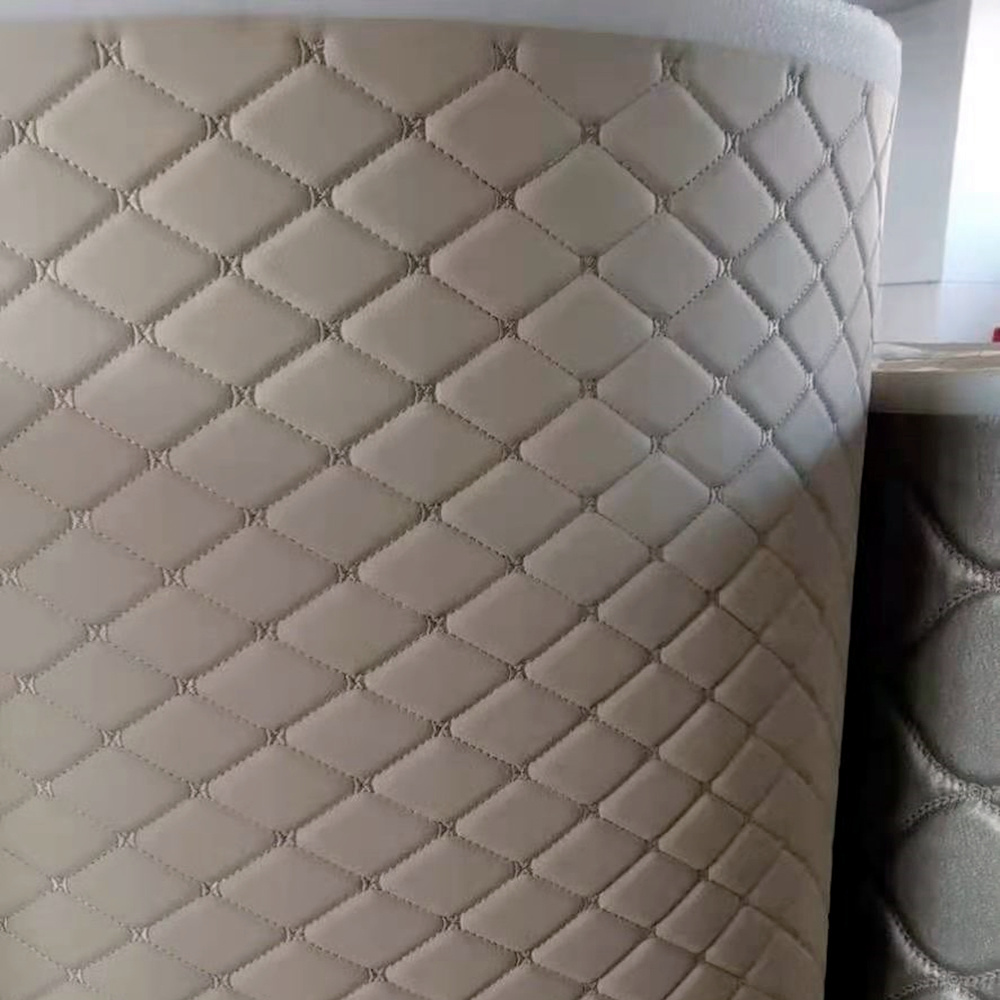 Hot selling new artificial leather embroidered roll embroidery synthetic leather designer pvc leather fabric for car furniture