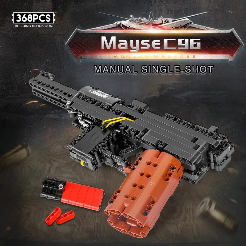 MOULD KING 14011 368PCS Block Gun The Mausers C96 Pistol Model DIY Assembly Building Blocks Gun Bricks Model Toys for Kids