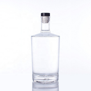 100ml 375ml 500ml 750ml clear round empty glass wine vodka tequila bottle with airtight cork cap