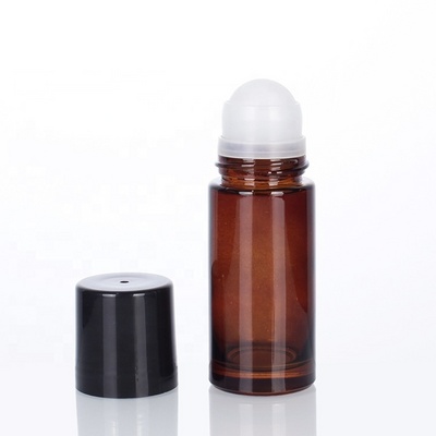 Wholesale amber 30ml 50ml glass deodorant roll on glass bottle essential oil roll on perfume bottle