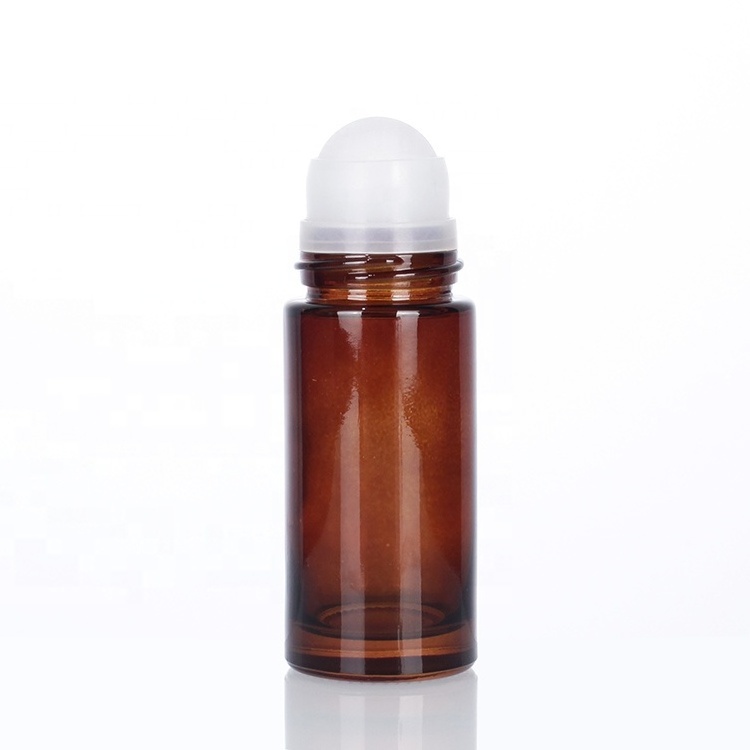 Wholesale amber 30ml 50ml glass deodorant roll on glass bottle essential oil roll on perfume bottle