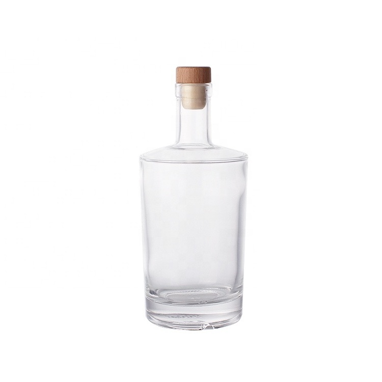 100ml 375ml 500ml 750ml clear round empty glass wine vodka tequila bottle with airtight cork cap