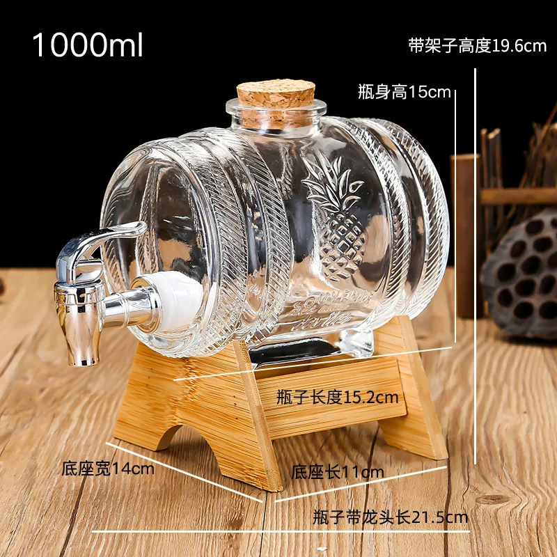 1l 3l 5l Kitchen Family Glass Wine Barrel With Stainless Steel Faucet For Home Wedding