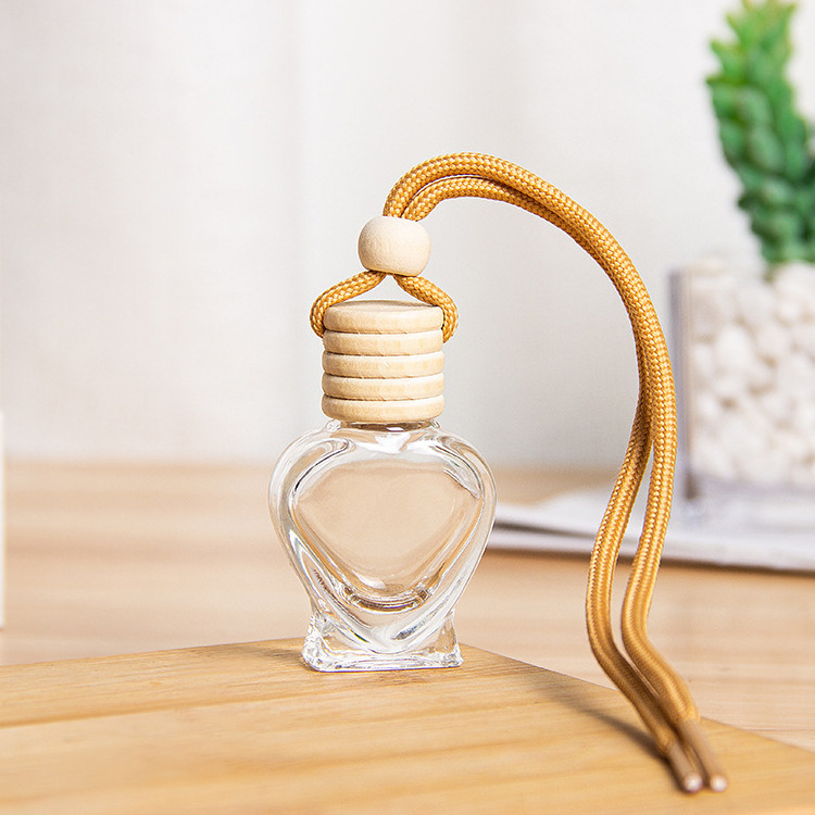 Wholesale 10ml Air Freshener Diffuser Empty Frosted Car Hanging Perfume Bottle With Wooden Cap