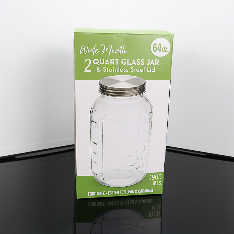 4oz 8oz 16oz 24oz 32oz 64oz Customized Logo Round Clear  Food Storage 16oz Wide Mouth Glass Mason Jars With Lid