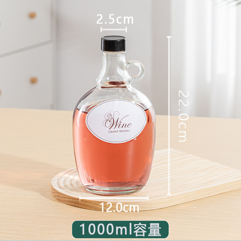 California Style Large Size Glass Water Bottle 1 Gallon Bottle For Wine With Handle 4000ml With Screw Lid