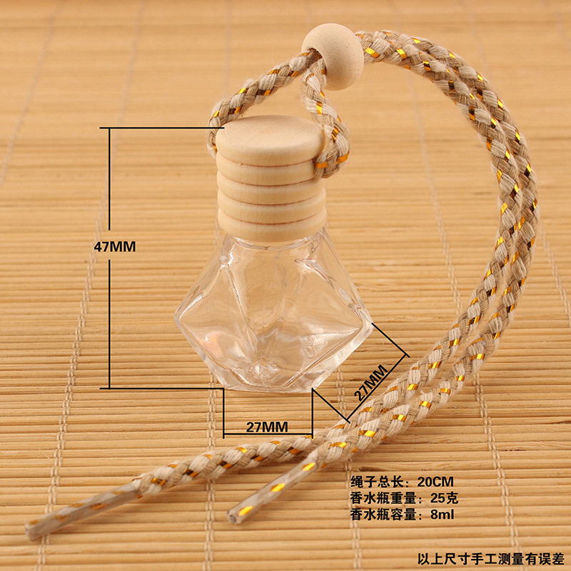 Wholesale 10ml Air Freshener Diffuser Empty Frosted Car Hanging Perfume Bottle With Wooden Cap