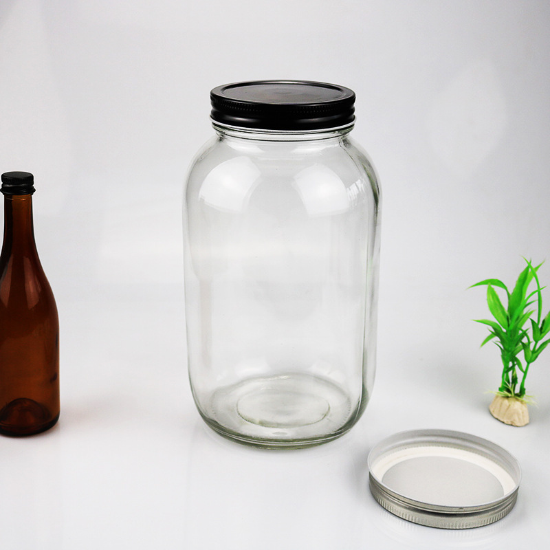 4oz 8oz 16oz 24oz 32oz 64oz Customized Logo Round Clear  Food Storage 16oz Wide Mouth Glass Mason Jars With Lid