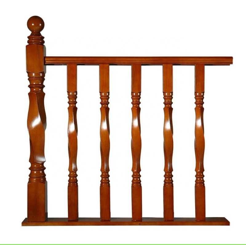 Wholesale Wooden Stair Railing With Solid Wood Handrail Balcony Support Bracket Indoor Wood Staircase Pillars