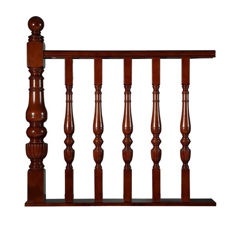 Wholesale Wooden Stair Railing With Solid Wood Handrail Balcony Support Bracket Indoor Wood Staircase Pillars