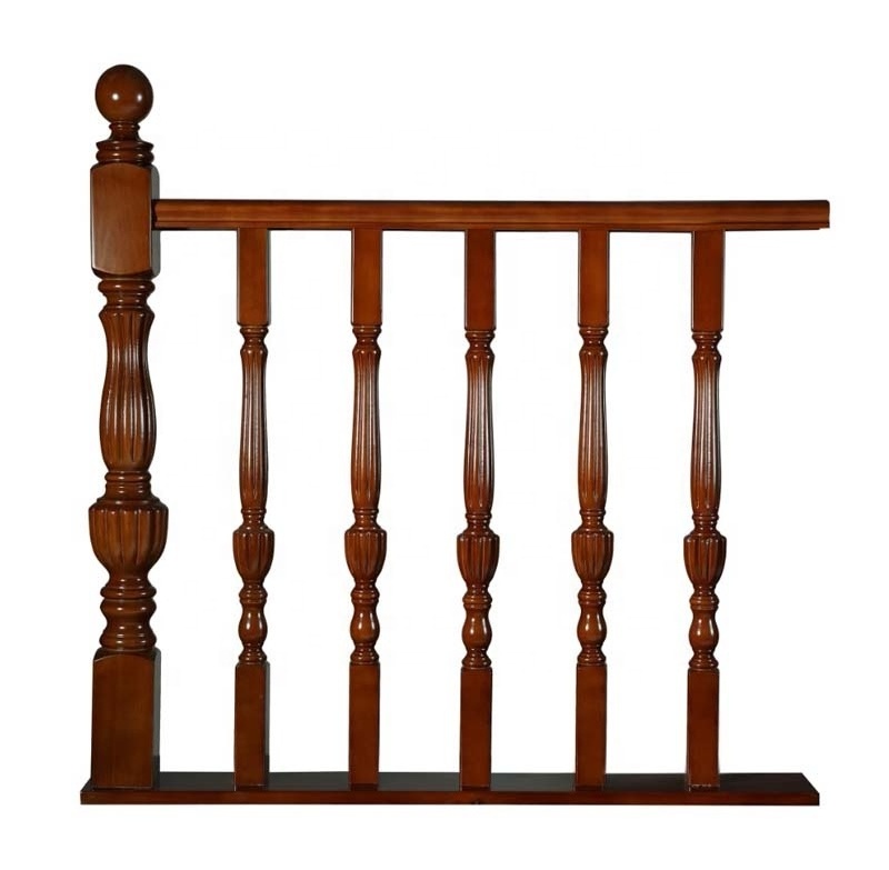 Wholesale Wooden Stair Railing With Solid Wood Handrail Balcony Support Bracket Indoor Wood Staircase Pillars