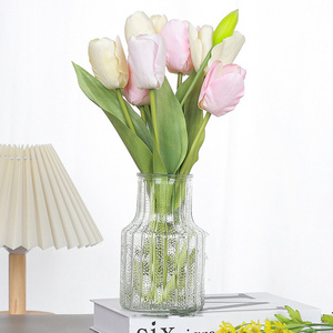 Light luxury Nordic home decoration hydroponic flower arranging vessels Living room floral ware, office desktop glass vase