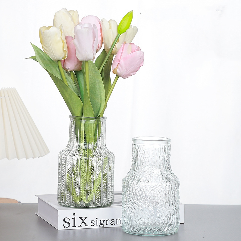 Light luxury Nordic home decoration hydroponic flower arranging vessels Living room floral ware, office desktop glass vase