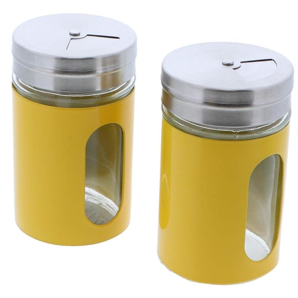 Premium Fancy Empty Glass Salt and Pepper Shakers Spice Containers with Stainless Steel lids