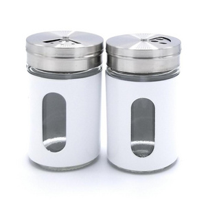 Premium Fancy Empty Glass Salt and Pepper Shakers Spice Containers with Stainless Steel lids