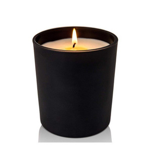 Wholesale 200ml  300ml colorful frosted amber black empty glass candle jar with Bamboo Lid