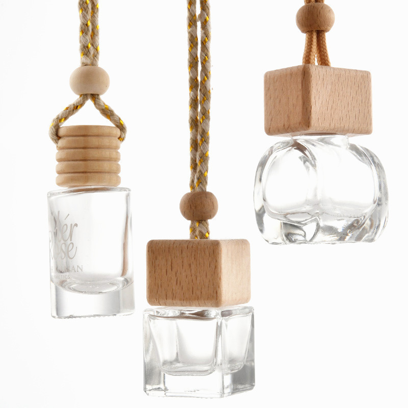 Hanging Diffuser Bottle Empty Car Air Freshener Perfume Glass Bottle With Wooden lids