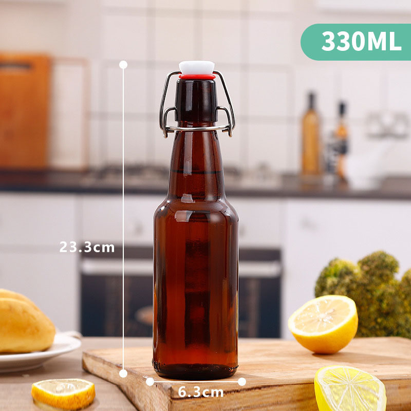 Wholesale Cheap 330ml 500ml 750ml Amber Empty  Beer Glass Juice Bottle with Swing top