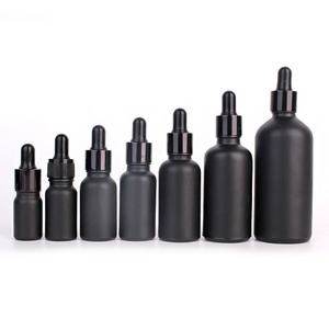 30ml 50ml 100ml 1oz Matte Black Glass Dropper Pipette Bottle Beard Essential Oil Cosmetic Bottle