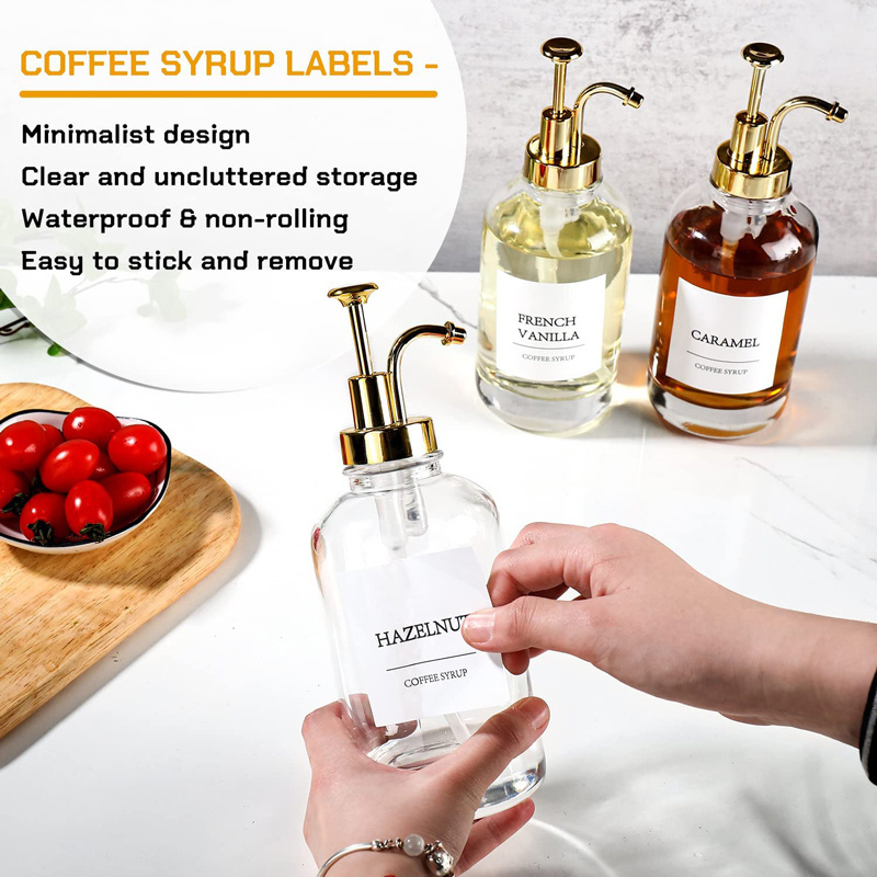 Hot sale 500ml 16oz coffee syrup dispenser glass bottle for Coffee Bar With Pump Dispenser