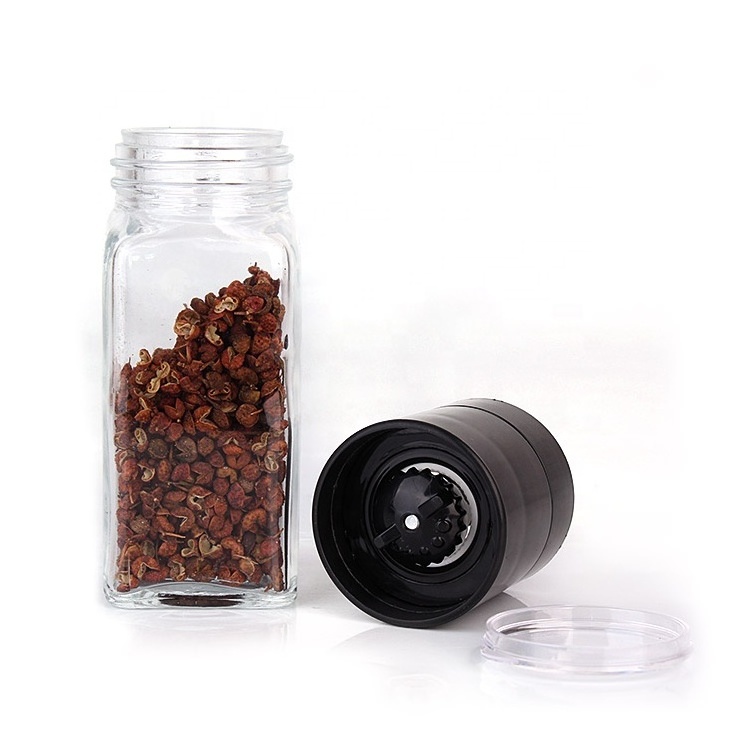 Hot sale 4oz 120ml square Adjustable Ceramic core manual Salt and Pepper Grinder Mill Shaker for Spice Kitchen Table