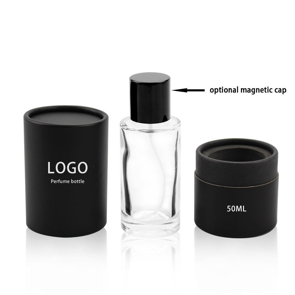 luxury 30ml 50ml 100ml round clear glass perfume spray bottle atomizer empty fine mist perfume bottles with box