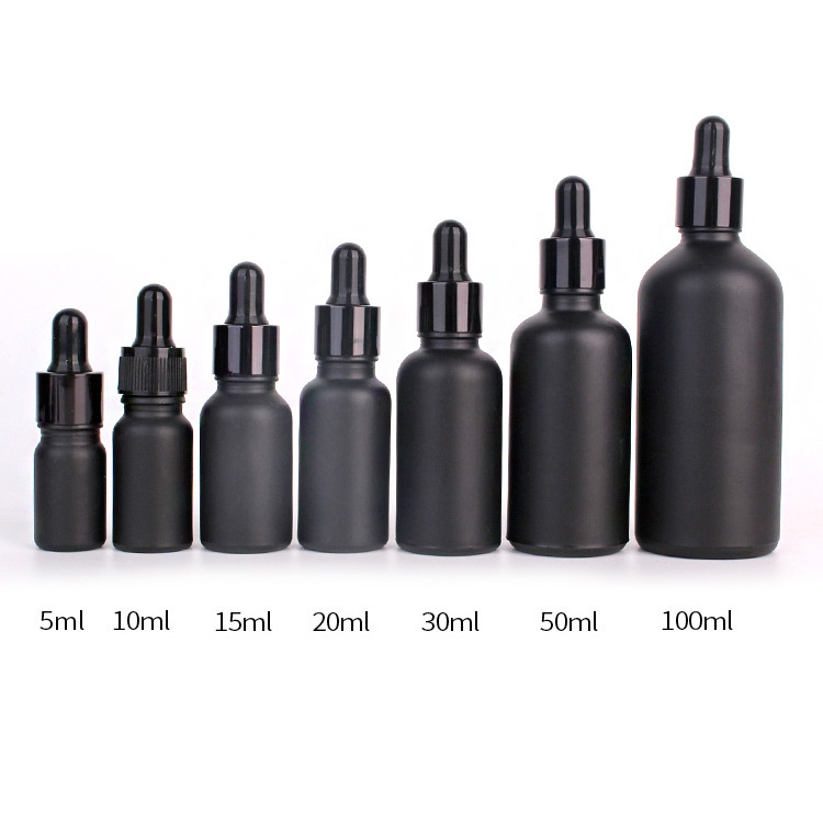 30ml 50ml 100ml 1oz Matte Black Glass Dropper Pipette Bottle Beard Essential Oil Cosmetic Bottle