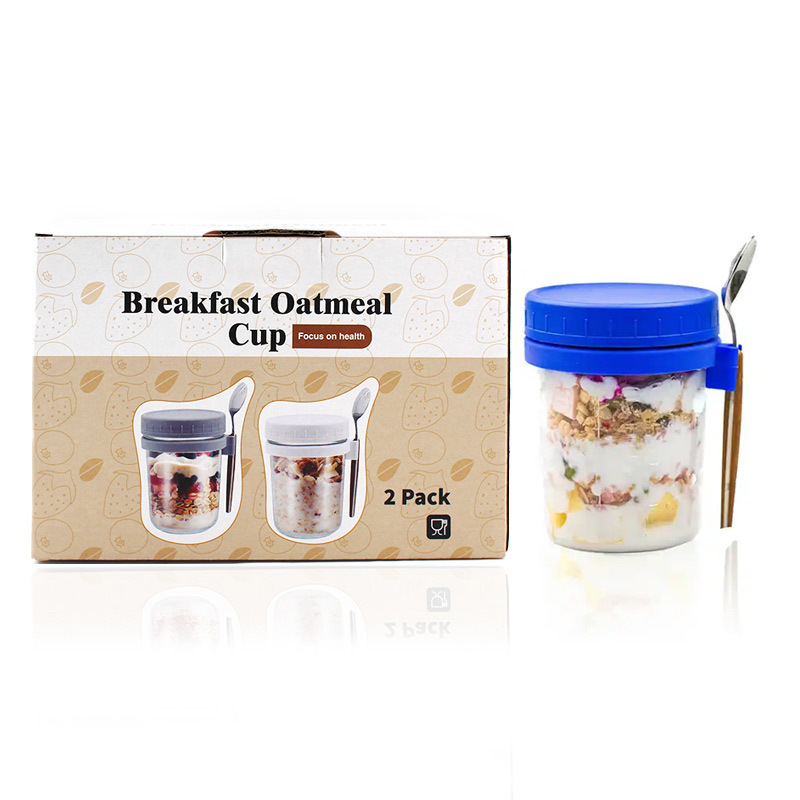 Overnight Oats Jars with Lid and Spoon 10 oz 300ml Oatmeal Container with Measurement Marks mason jar with lid for Cereal milk