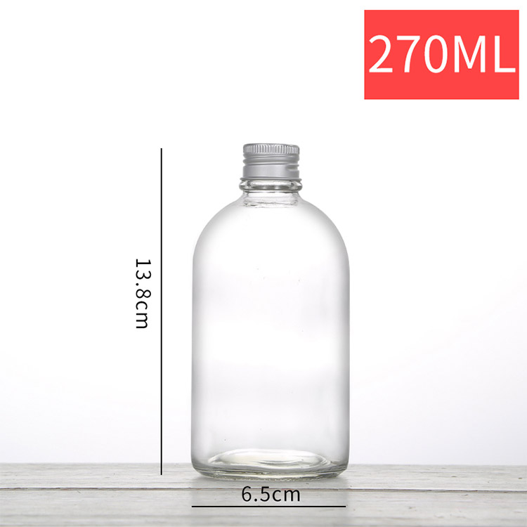 wholesale 150ml 270ml 350ml 500ml fruit empty milk  beverage square bottle glass juice bottles with screw lid