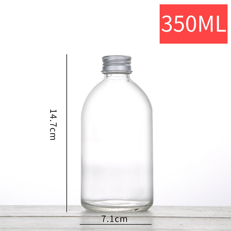 wholesale 150ml 270ml 350ml 500ml fruit empty milk  beverage square bottle glass juice bottles with screw lid