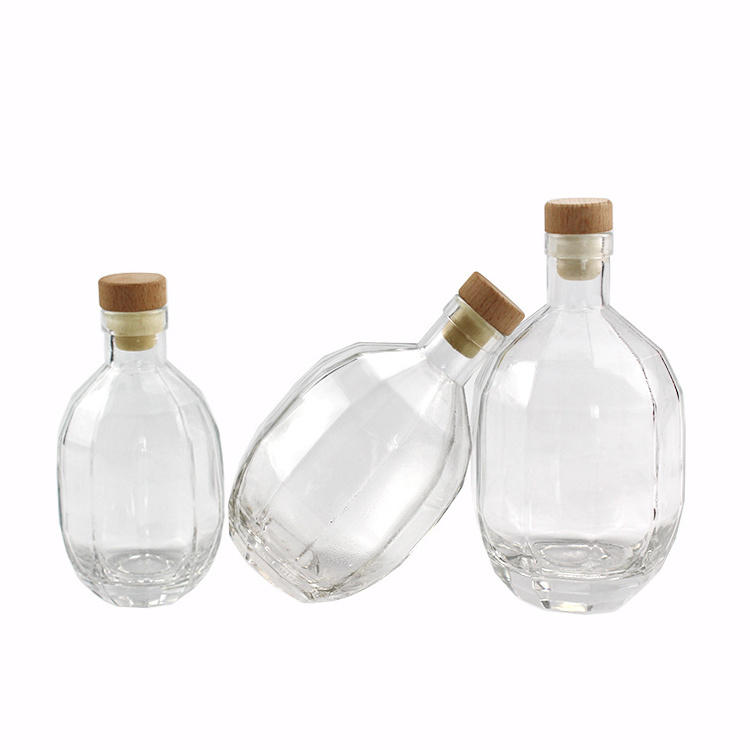 New Fancy Exquisite design custom Grenades shape Clear Vodka whisky Liquor Glass Bottle 250ml 375ml 500ml with stopper