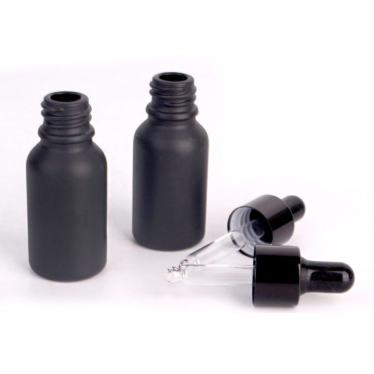 30ml 50ml 100ml 1oz Matte Black Glass Dropper Pipette Bottle Beard Essential Oil Cosmetic Bottle