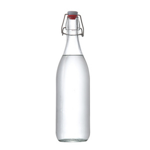 Flip Top Glass Bottle 1 Liter / 33 fl. oz Swing Brewing with Stopper for Vinegar,Beer,Kefir Airtight Lid Leak Proof Cap Clear