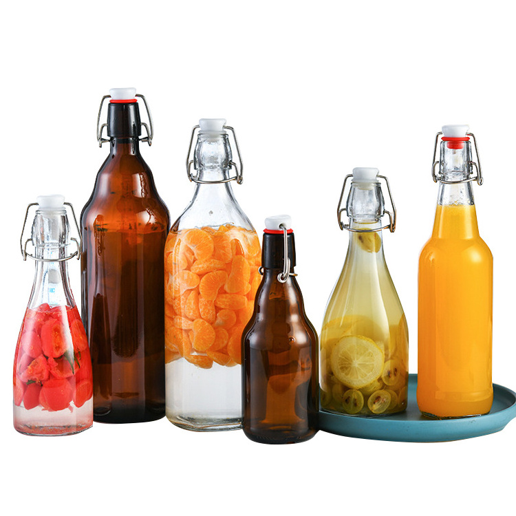 Good Quality Home Brewing 16 oz Empty Glass Amber 250ml 330ml Clear 500ml Swing Top Beer Bottle with Easy Wire Swing Cap