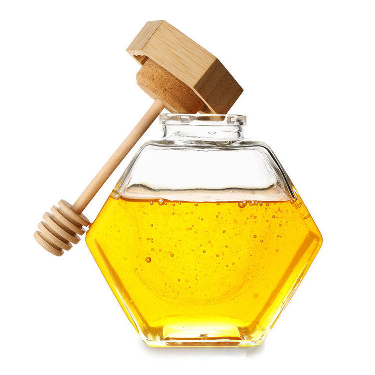 Wholesale 220ml 380ml Glass Honey Pot with Wooden Dipper Honey Container StorageClear Honeypot for Home Kitchen