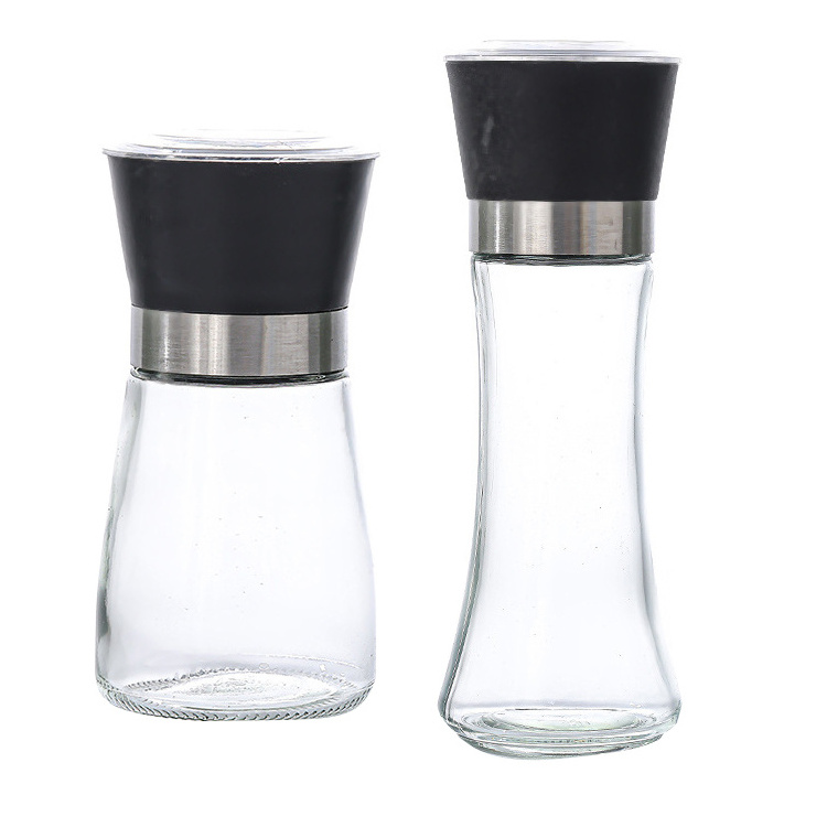 Wholesale 180ml /6oz Glass Seasoning Bottles Manual Spice Mills Himalayan 200ml/6.8oz Salt And Black Pepper Grinder Set